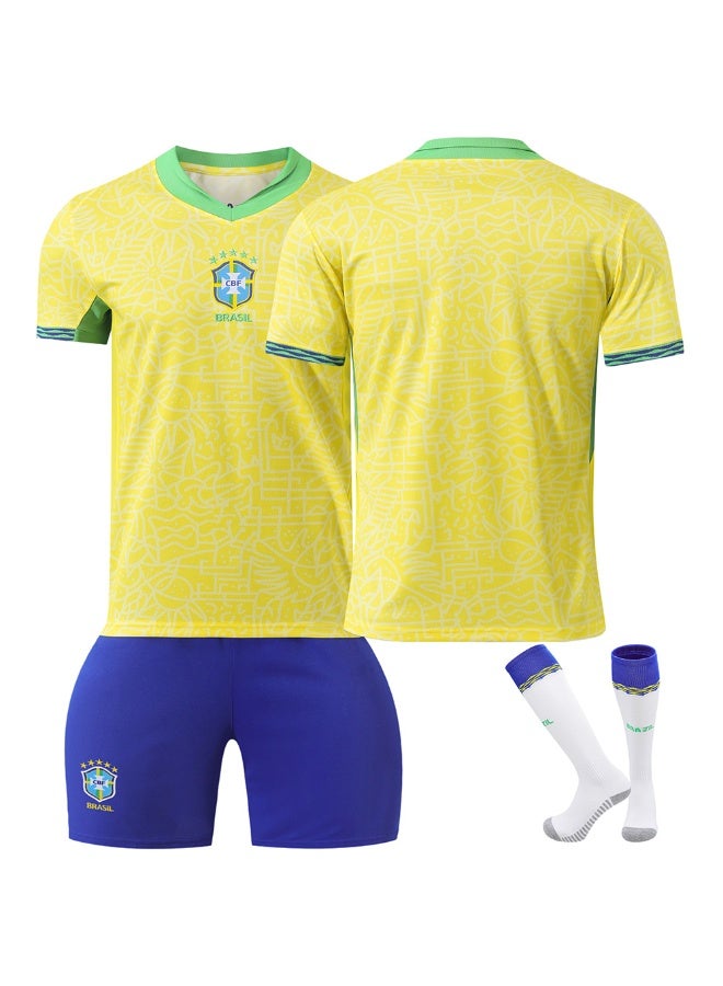 brasil 2024-2025 Brazilian football jersey shorts socks set children's size and adult size gifts for fans and friends - Image 1